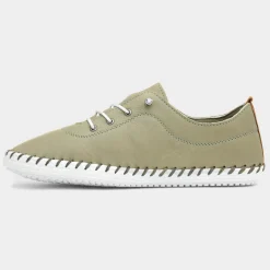 St Ives Womens Khaki Leather Casual Shoe*Lunar Clearance