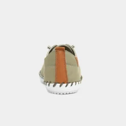 St Ives Womens Khaki Leather Casual Shoe*Lunar Clearance