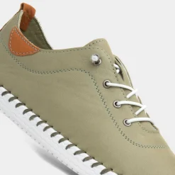 St Ives Womens Khaki Leather Casual Shoe*Lunar Clearance