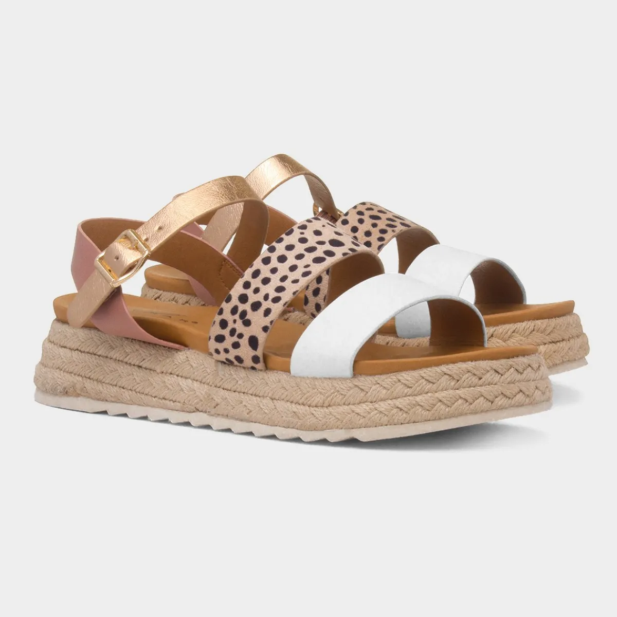 Summer Womens White Buckle Sandal*Lunar Clearance