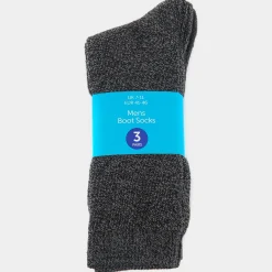 Malvern Mens 3 Pack Grey & Navy Boot Socks*shoezone Fashion