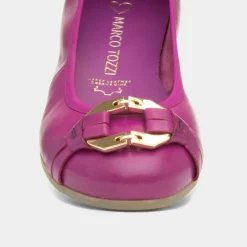 Womens Grape Leather Ballerina Shoe*Marco Tozzi Hot