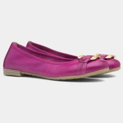 Womens Grape Leather Ballerina Shoe*Marco Tozzi Hot