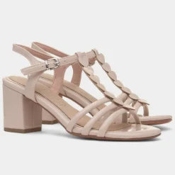 Womens Ivory Patent Heart T-Bar Heel*Marco Tozzi Hot
