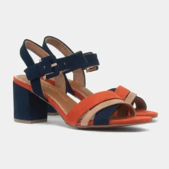 Womens Navy Buckle Heel*Marco Tozzi Online