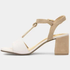 Womens White Leather Block Heel*Marco Tozzi Outlet