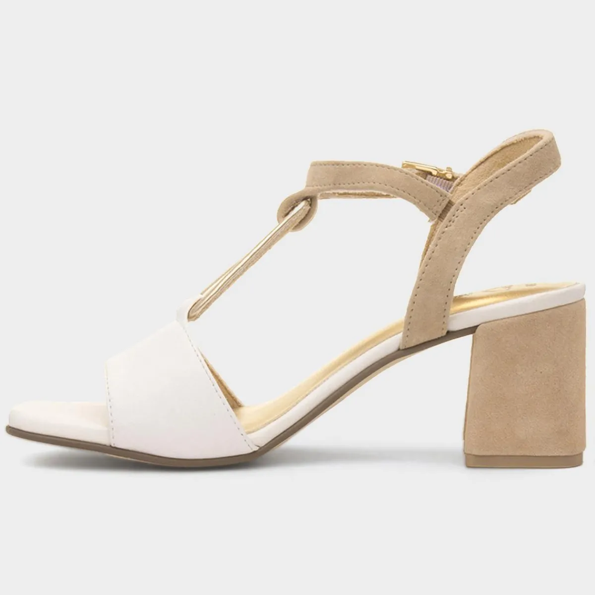 Womens White Leather Block Heel*Marco Tozzi Outlet