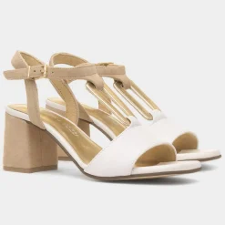 Womens White Leather Block Heel*Marco Tozzi Outlet