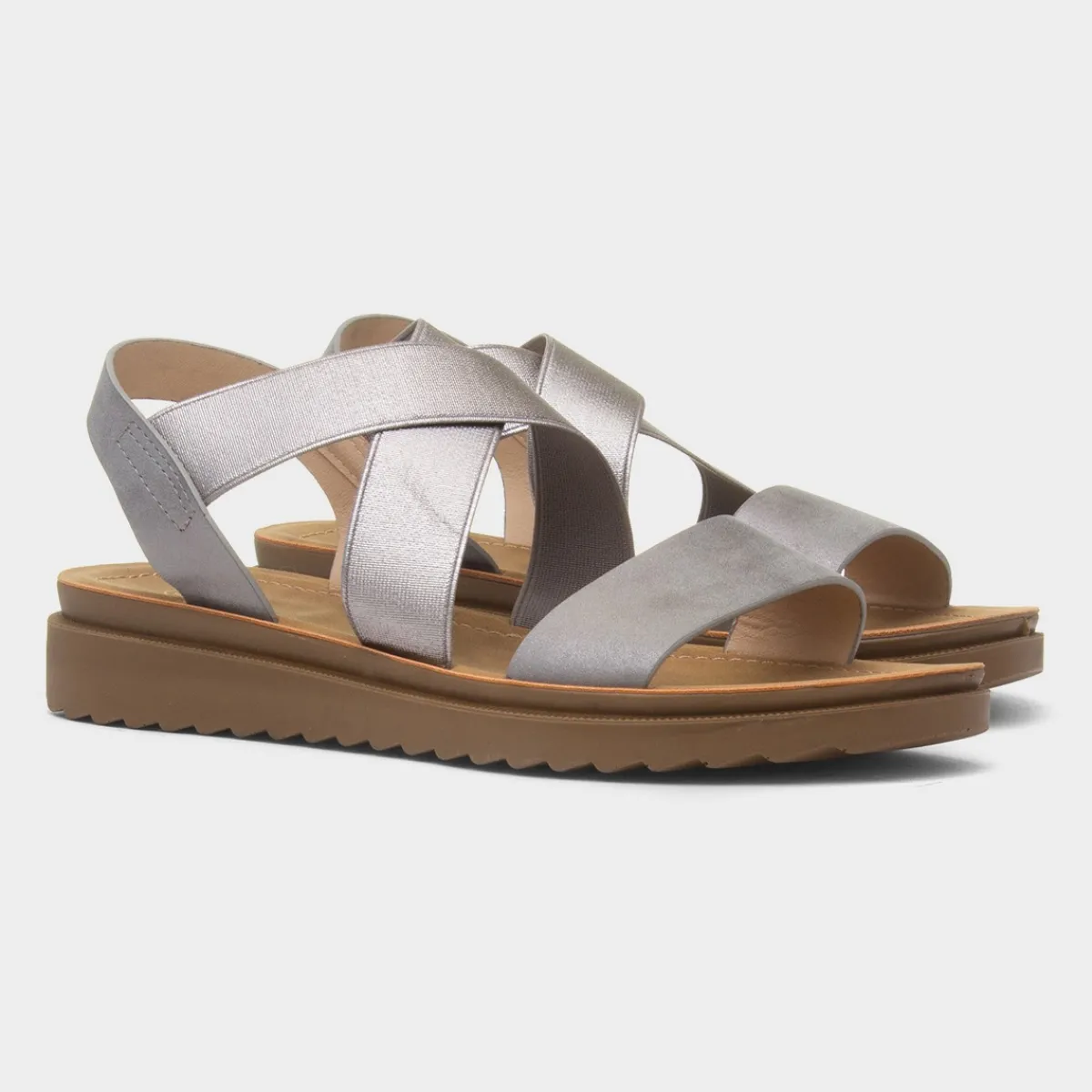 Marlene Womens Pewter Strappy Sandal*Maya Grace Fashion