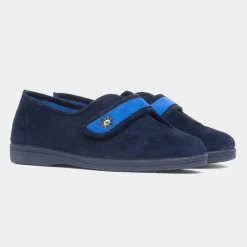 Andrea Womens Navy Easy Fasten Slipper*Mirak Sale