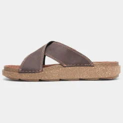 Aspect Mens Brown Cross Over Mule Sandal*Osaga Fashion