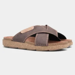 Aspect Mens Brown Cross Over Mule Sandal*Osaga Fashion