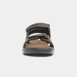Bryson Mens Brown Leather Easy Fasten Sandal*Osaga New