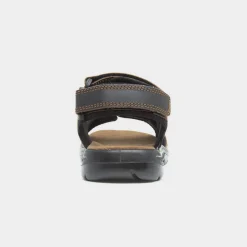 Bryson Mens Brown Leather Easy Fasten Sandal*Osaga New