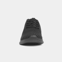 Star Womens Black Lace Up Knitted Trainer*Osaga New