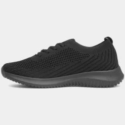 Star Womens Black Lace Up Knitted Trainer*Osaga New