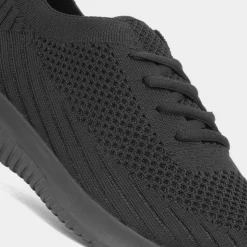 Star Womens Black Lace Up Knitted Trainer*Osaga New