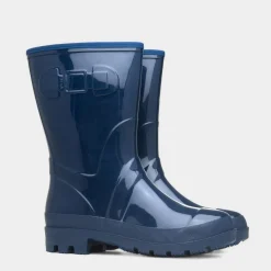 Rainstorm Womens Navy Patent Warm Lined Welly*shoezone Fashion