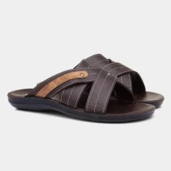 Edgar Mens Dark Brown Mule Sandal*Red Fish Discount