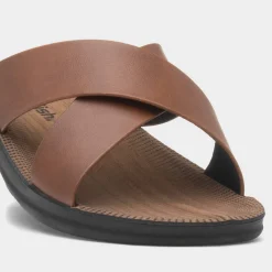 Ethan Mens Tan Cross Over Mule Sandal*Red Fish Online