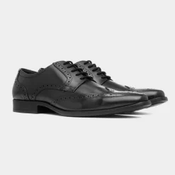 Adige Mens Black Leather Brogue Shoe*Red Level Clearance