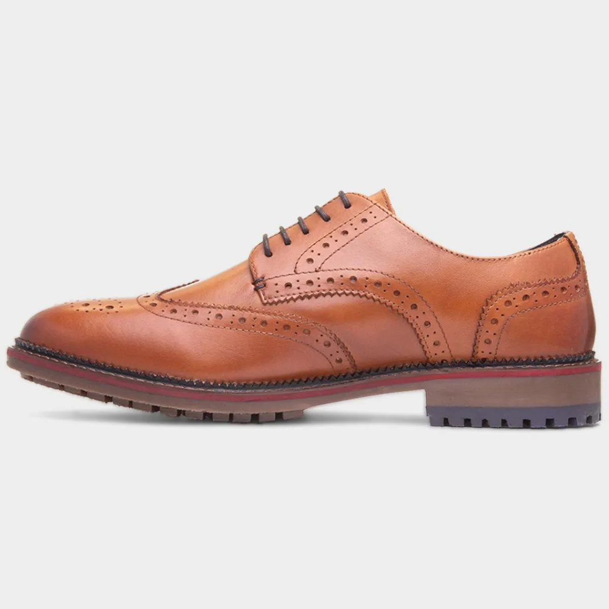 Berthold Mens Tan Leather Brogue*Red Level New