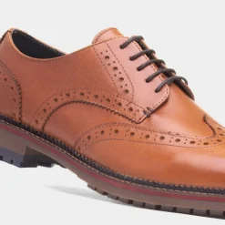 Berthold Mens Tan Leather Brogue*Red Level New