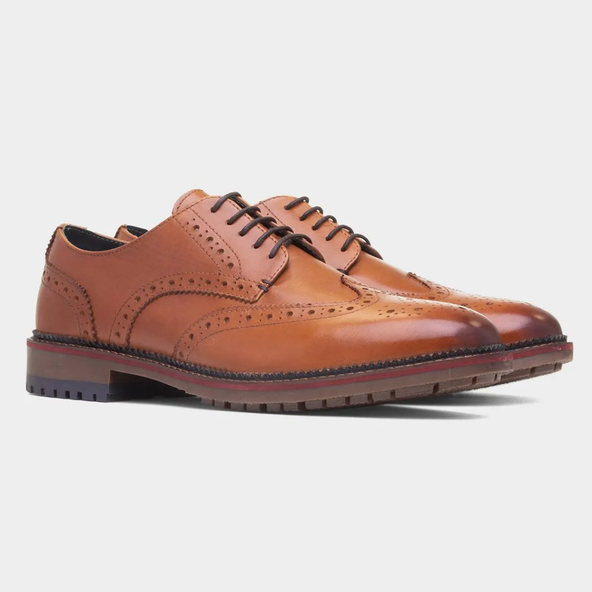 Berthold Mens Tan Leather Brogue*Red Level New