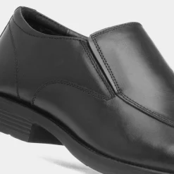 Tiber Mens Black Slip On Leather Shoe*Red Level Clearance