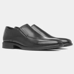 Tiber Mens Black Slip On Leather Shoe*Red Level Clearance