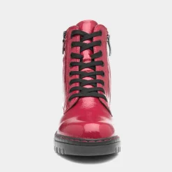 Bev Womens Red Shiny Lace Up Boot*Relife Best