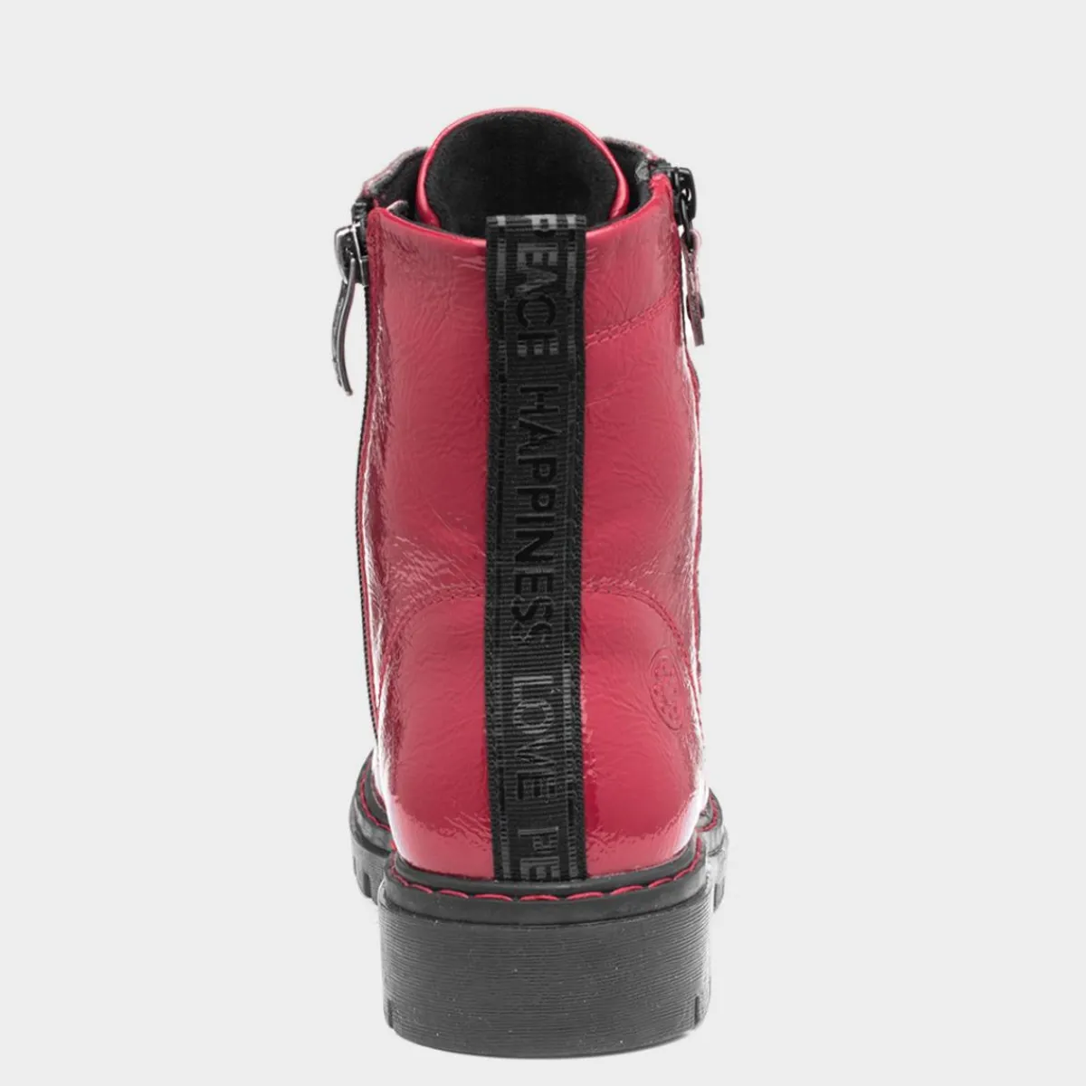 Bev Womens Red Shiny Lace Up Boot*Relife Best