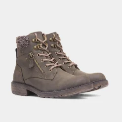 Dahlia Womens Khaki Lace Up Ankle Boot*Relife New