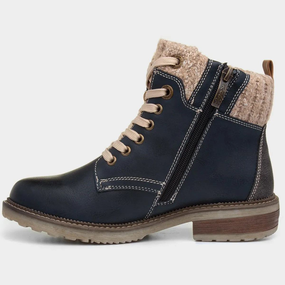 Diane Womens Navy Lace Up Ankle Boot*Relife Discount
