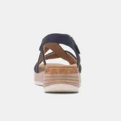 Maldives Womens Navy Wedge Sandal*Relife Sale
