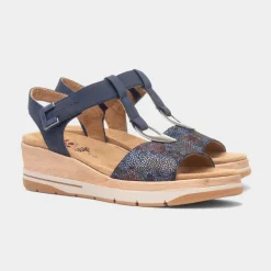 Mandalay Womens Navy Wedge Sandal*Relife Discount