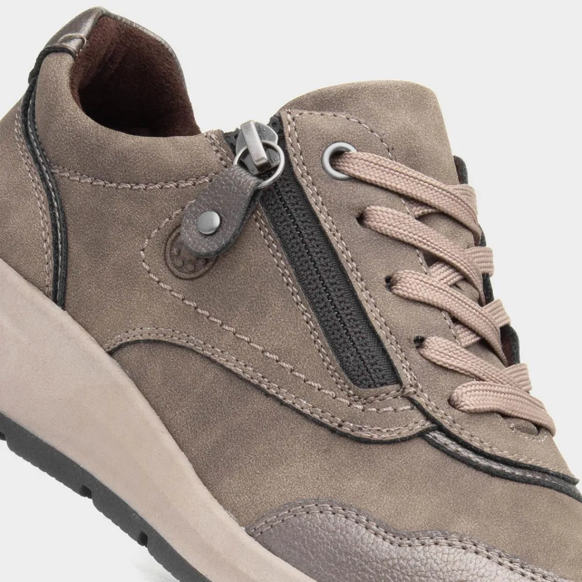 Mia Womens Taupe Casual Lace Up Shoe*Relife Sale