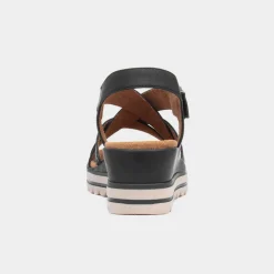 Stephanie Womens Black Wedge Strappy Sandal*Relife Outlet