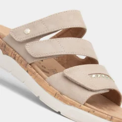 Sylvia Womens Beige Easy Fasten Mule Sandal*Relife Online