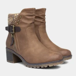 Tracey Womens Tan Ankle Heeled Boot*Relife Online