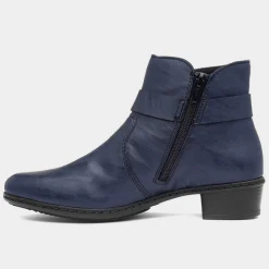 Antistress Womens Navy Zip Up Ankle Boot*Rieker Outlet