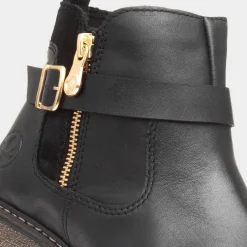 Antistress Womens Black Leather Ankle Boot*Rieker Clearance