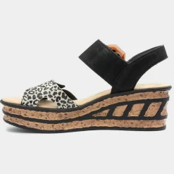 Antistress Womens Black Wedge Sandal*Rieker Online