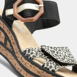 Antistress Womens Black Wedge Sandal*Rieker Online