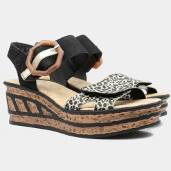 Antistress Womens Black Wedge Sandal*Rieker Online