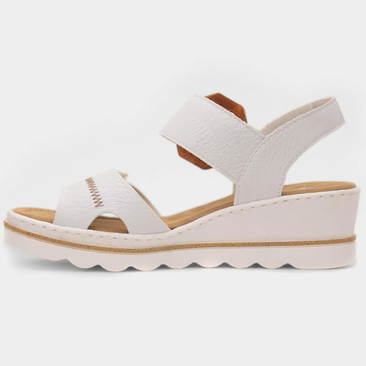 Antistress Womens White Wedge Sandal*Rieker Fashion