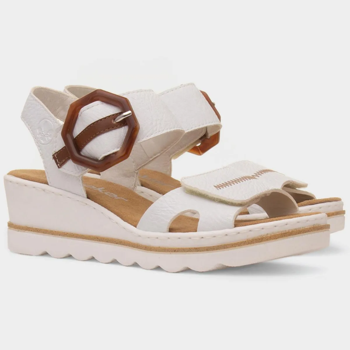 Antistress Womens White Wedge Sandal*Rieker Fashion