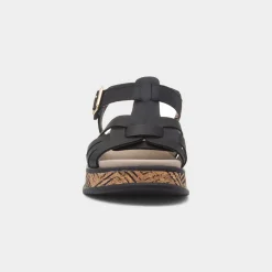 Antistress Womens Black Leather Sandal*Rieker Best