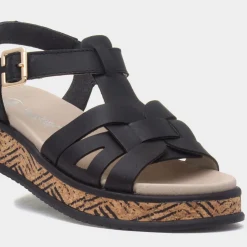 Antistress Womens Black Leather Sandal*Rieker Best