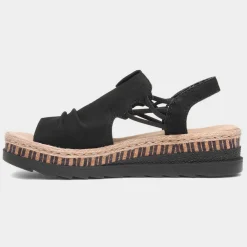 Antistress Womens Black Sandal*Rieker New